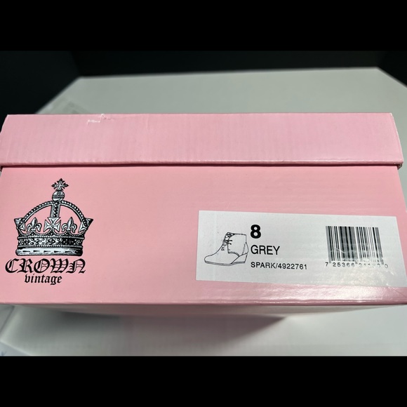 Crown Vintage “Spark” Genuine Suede Gray Wedge Tie- Ankle Booties  8M EUC - Picture 5 of 9